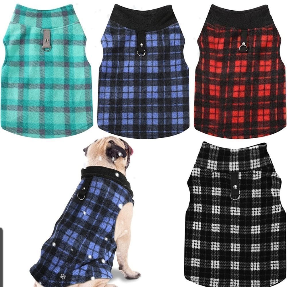 🔸️NWT Plaid Fabric Dog or Cat Lightweight Fleece Sweater Vest Set of 4